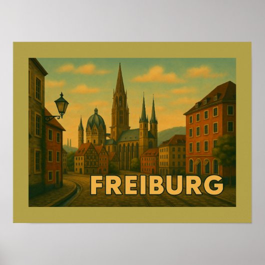 Freiburg Germany City Art ポスター (正面)