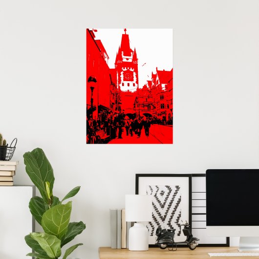 Freiburg Martinstor rot ポスター (ホームオフィス)