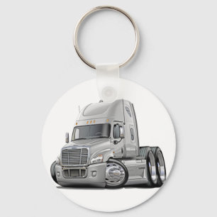 Freightliner Cascadiaの白のトラック キーホルダー