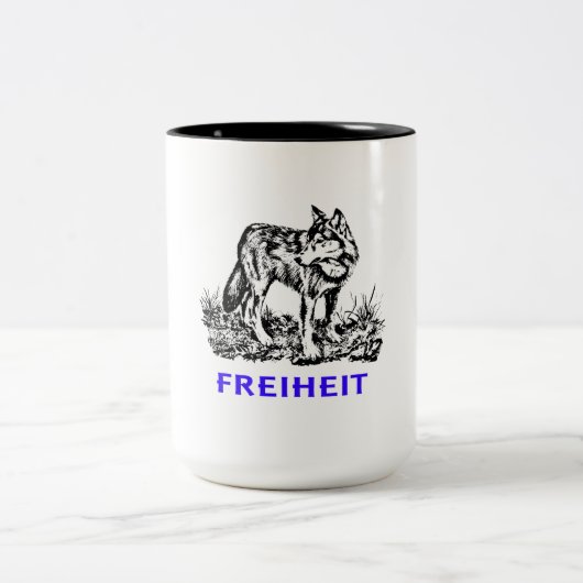 Freiheit - Wolf in Wildnis ツートーンマグカップ (中央)