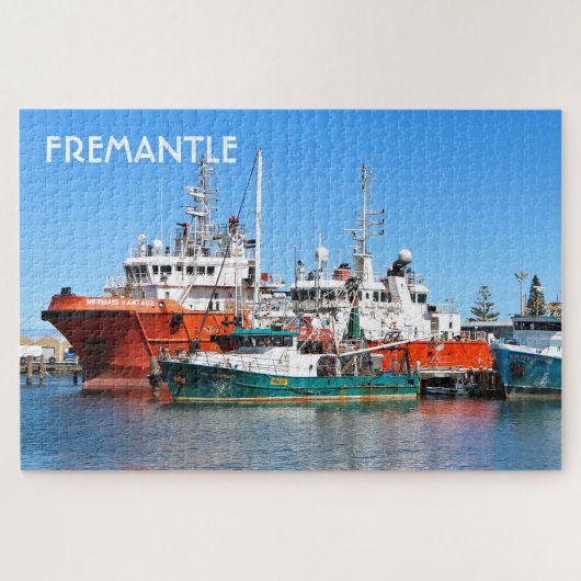 Fremantle：供給船と魚釣り船，オーストラリア ジグソーパズル (横)