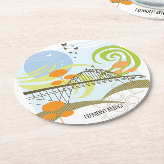 Fremont橋ポートランドコースター ラウンドペーパーコースター (アングル)