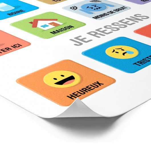 French Autism AAC Pointing Communication 01 ポスター (角)