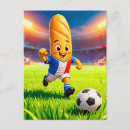 French baguette soccer player in stadium action ポストカード