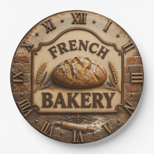 French Bakery Artisan Bread Bread Lover Gift ペーパープレート (正面)