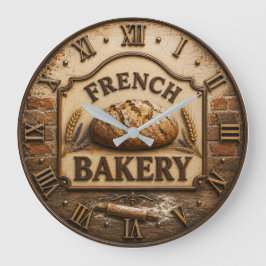 French Bakery Artisan Bread Bread Lover Gift ラージ壁時計