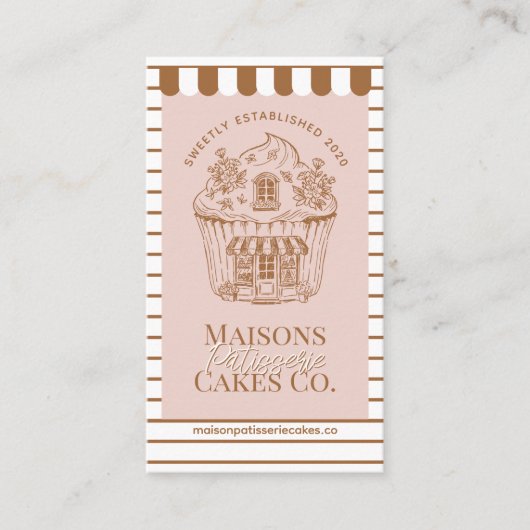 French Bakery Hand Drawn Cupcake Pastry Cake Shop 名刺 (正面)