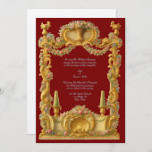 French Baroque Rococo Color Floral Border 招待状 (正面/裏面)