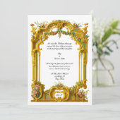 French Baroque Rococo Style Color Border Wedding 招待状 (スタンド正面)