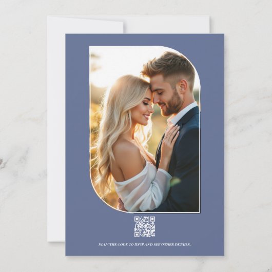 French Blue Abstract Floral Modern Spring Wedding 招待状 (裏面)