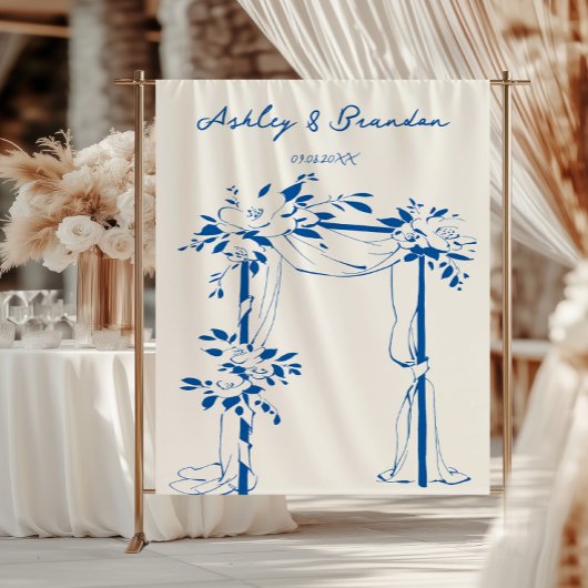 French Blue Arch Photo Booth Backdrop, Wedding タペストリー