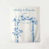 French Blue Arch Photo Booth Backdrop, Wedding タペストリー (正面)