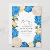 French Blue/Buttercream & Soft Gold Floral Wedding 招待状 (正面)