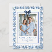 French Blue Chinoiserie Grandmillennial Photo シーズンカード (正面)