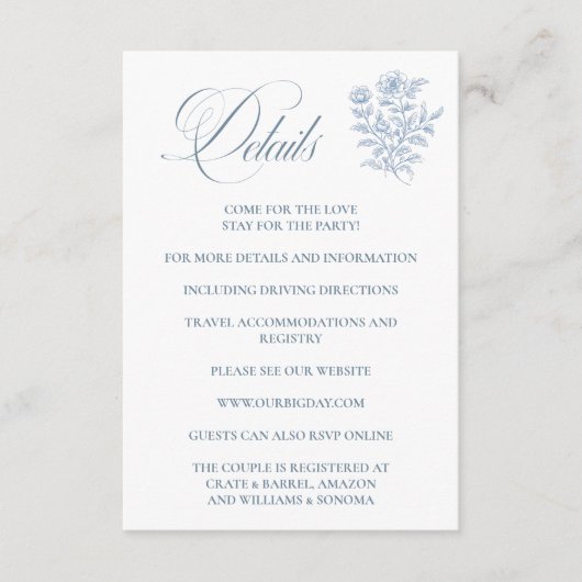 French Blue Enclosure Card Details エンクロージャーカード (正面)