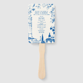 French Blue European Garden Wedding Program ハンドファン