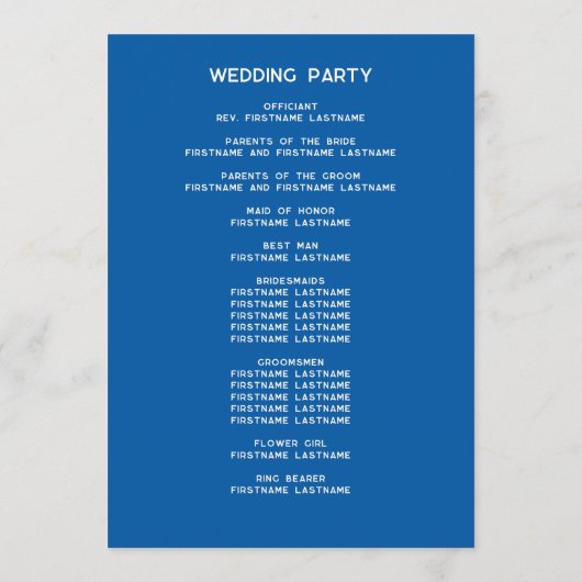 French Blue European Garden Whimsical Wedding プログラム (裏面)