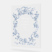  French Blue Flowers & Ribbons Wedding Welcome アクリルサイン (傾斜)