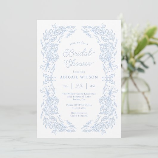 French Blue Hydrangea Bridal Shower Invitation 招待状 (スタンド正面)