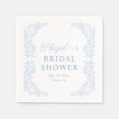  French Blue Hydrangea Bridal Shower Napkin スタンダードカクテルナプキン (正面)
