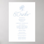 French Blue Hydrangea Drinks Menu Sign ポスター (正面)