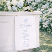French Blue Hydrangea Drinks Menu Sign ポスター