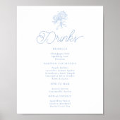 French Blue Hydrangea Drinks Menu Table Sign ポスター (正面)