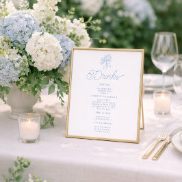 French Blue Hydrangea Drinks Menu Table Sign ポスター