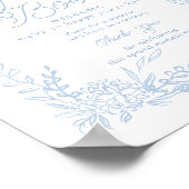 French Blue Hydrangea Guest Book Sign ポスター (角)
