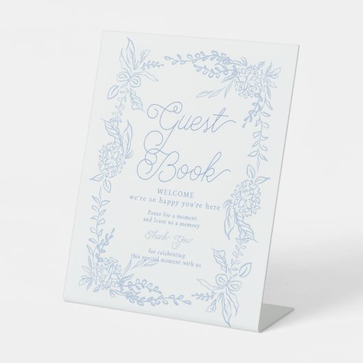 French Blue Hydrangea Guest Book Table Sign 台座サイン (正面)