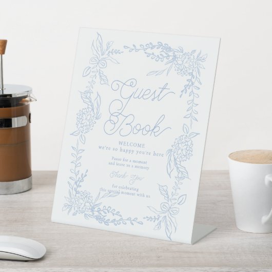 French Blue Hydrangea Guest Book Table Sign 台座サイン (インサイチュ)