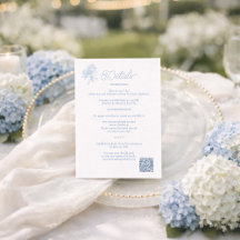 French Blue Hydrangea Wedding Details Card