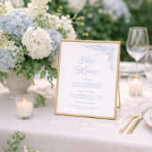 French Blue Hydrangea Wedding Menu Sign ポスター