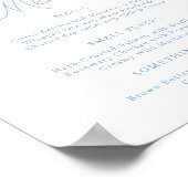 French Blue Hydrangea Wedding Menu Sign ポスター (角)
