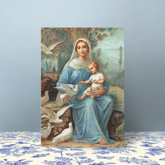 French Blue Madonna Note Card 招待状