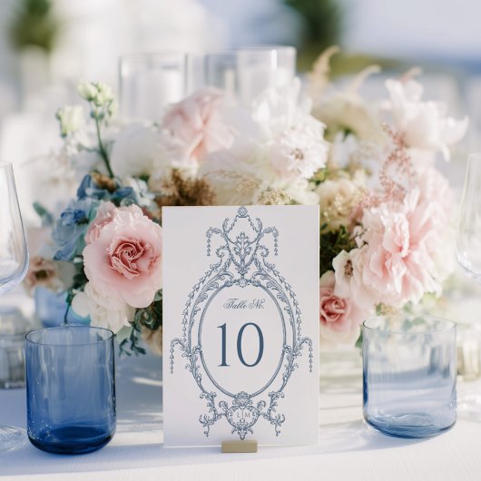 French Blue Ornate Baroque Wedding  テーブルナンバー