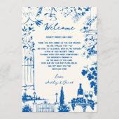 French Blue Pastoral  Wedding Letter and Itinerary プログラム (正面)