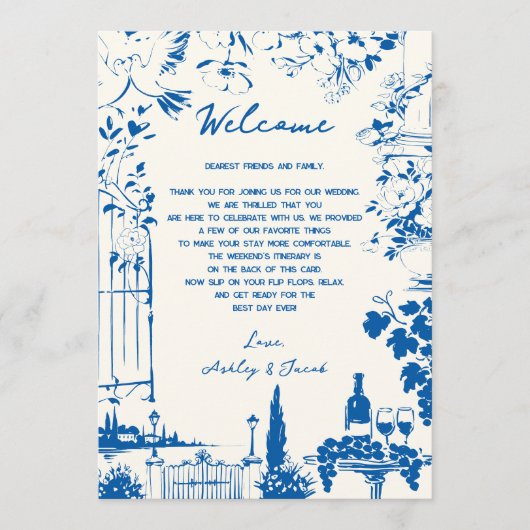 French Blue Pastoral  Wedding Letter and Itinerary プログラム (正面)