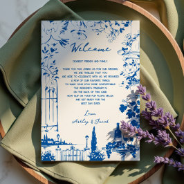 French Blue Pastoral Wedding Letter and Itinerary プログラム