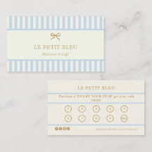 French Blue Stripes Bakery Business Loyalty Punch 