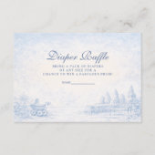 French Blue Toile Baby Shower Diapper Raffle エンクロージャーカード (正面)