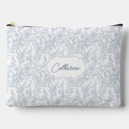 French Blue Toile Floral Lace Personalized アクセサリーポーチ
