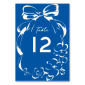 French Blue Whimsical Bow and Floral Frame Wedding テーブルナンバー (裏面)