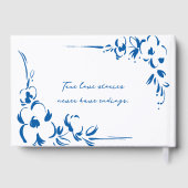 French Blue Whimsical Monogram Crest Wedding ゲストブック (裏面)