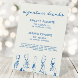 French Blue Whimsical Signature Drinks Cocktail 台座サイン