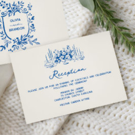 French Blue Whimsical Wedding Reception エンクロージャーカード