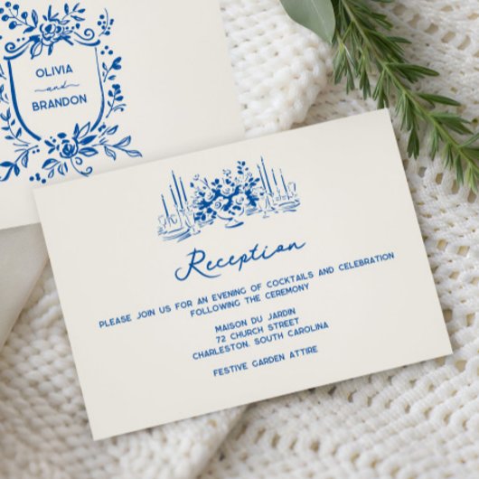 French Blue Whimsical Wedding Reception  エンクロージャーカード