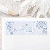  French Blue White Floral Wedding ラベル (インサイチュ)