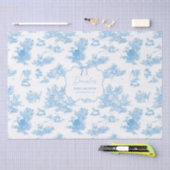 French Blue White Toile de Jouy Bear Baby Shower 薄葉紙 (クラフト)