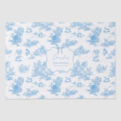 French Blue White Toile de Jouy Bear Baby Shower 薄葉紙 (正面)
